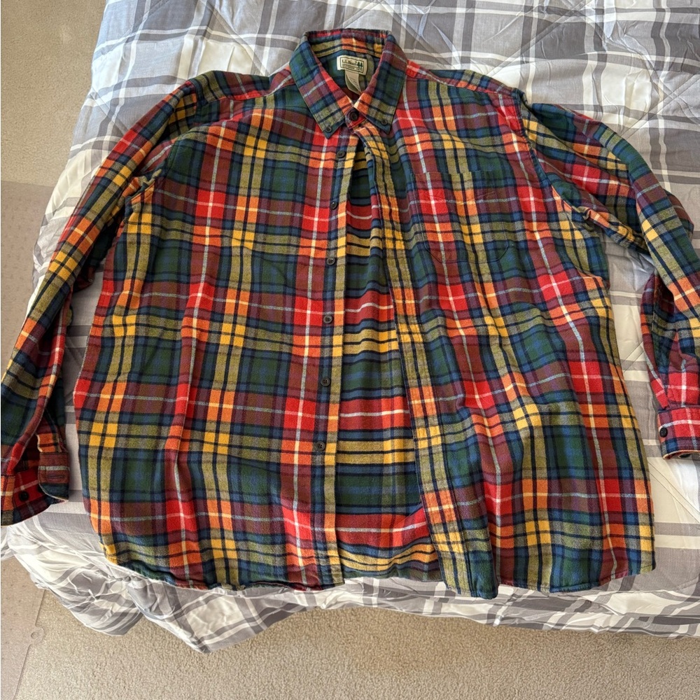 Men's Plaid Shirt - Red, Yellow, Green
